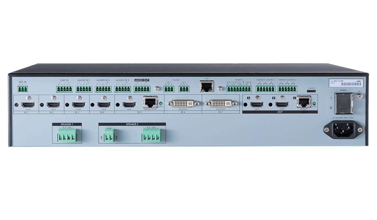 MSD-701AMP - Digital Multi Switcher with Integrated Audio Power Amplifier /7 Inputs & 1 Output