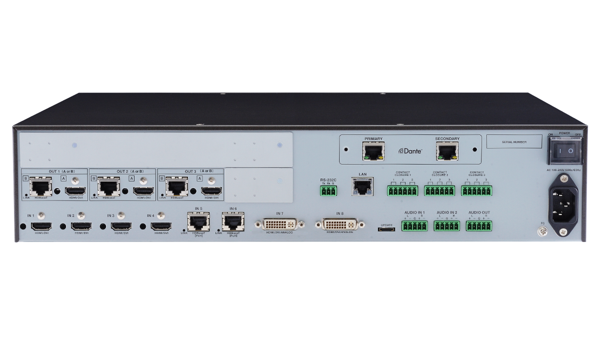 MSD-6203 Dan - 4K Digital Multi Switcher with 8 Inputs & 3 Outputs- Dante output model