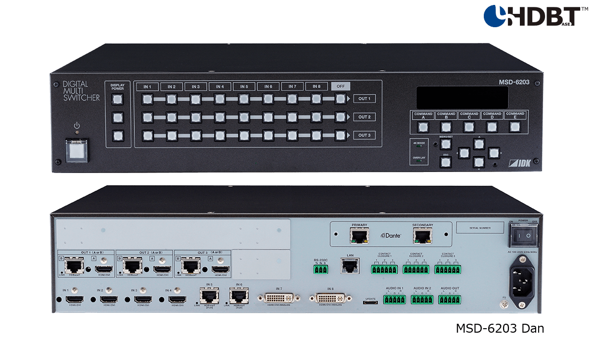 MSD-6203 Dan - 4K Digital Multi Switcher with 8 Inputs & 3 Outputs- Dante output model