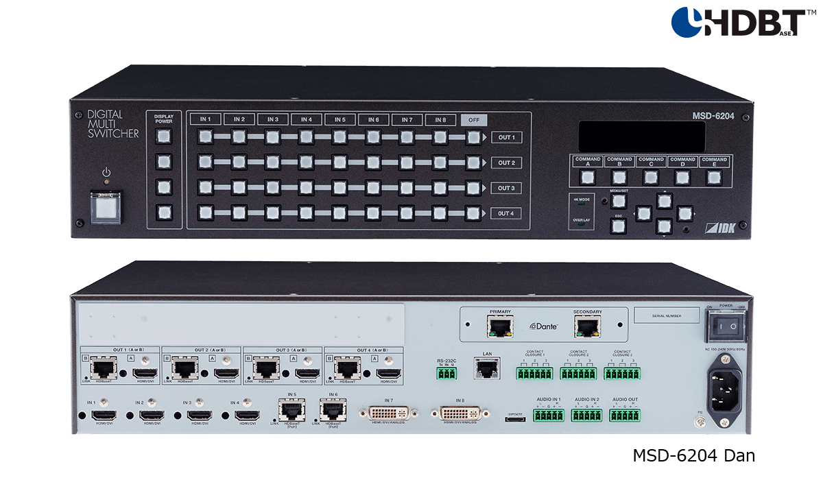 MSD-6204 Dan - 4K Digital Multi Switcher with 8 Inputs & 4 Outputs- Dante output model