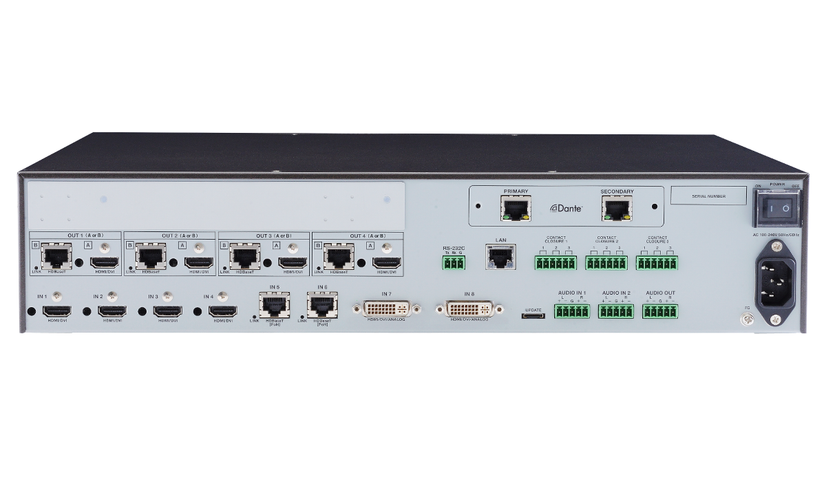 MSD-6204 Dan - 4K Digital Multi Switcher with 8 Inputs & 4 Outputs- Dante output model