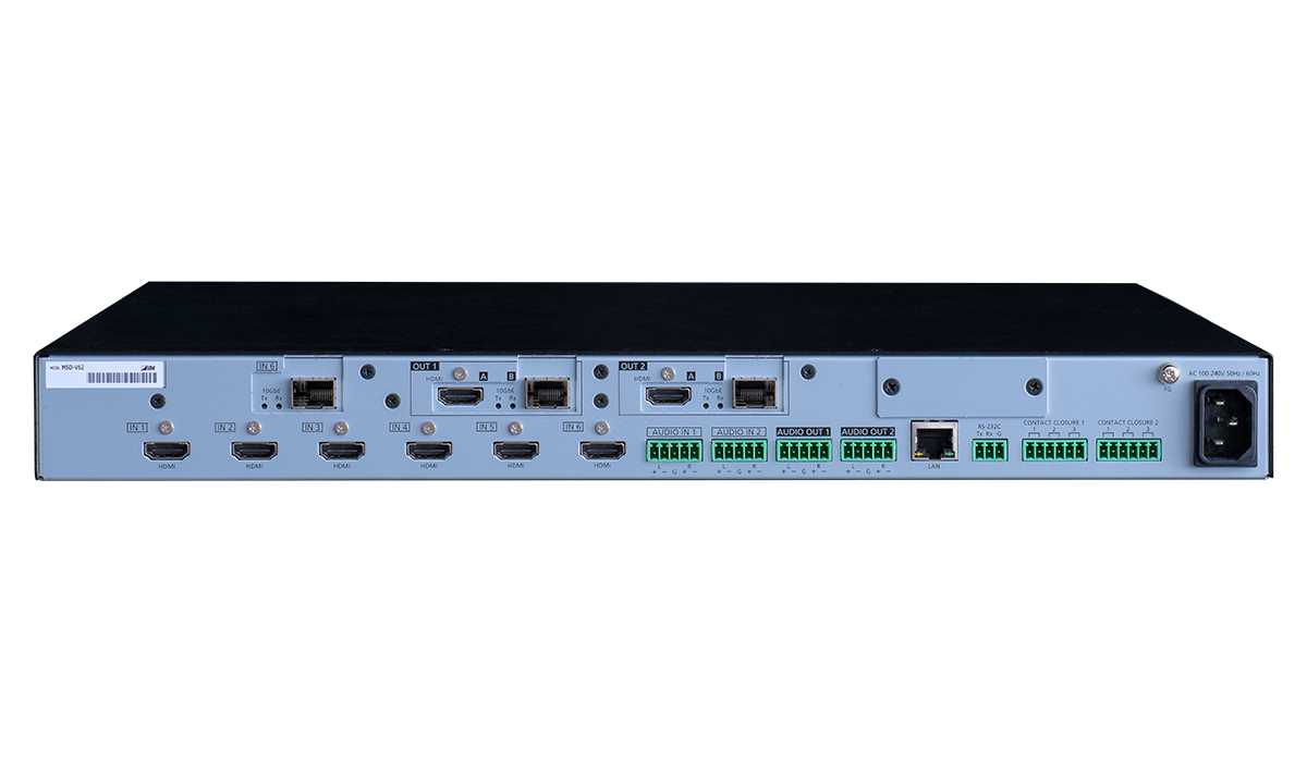 MSD-V62UF - 4K@60 Digital Multi Switcher with 6 Inputs and 2 Output SDVoE Output Fiber model (SFP+ module sold separately)