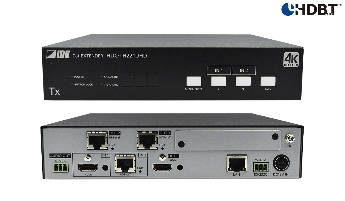 HDC-TH221UHD - 4K@60 HDBaseT Transmitter with 2 Inputs & 3 Outputs