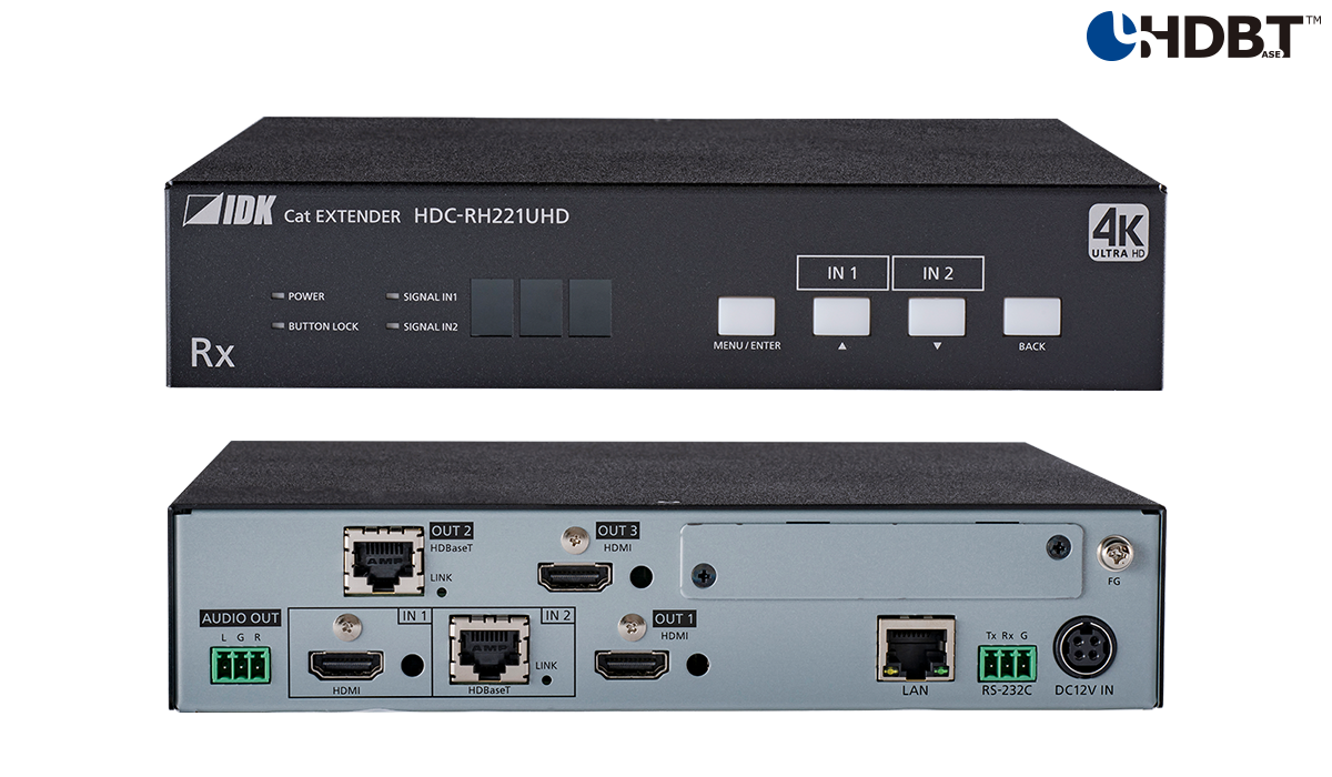 HDC-RH221UHD - 4K@60 HDBaseT Receiver with 2 Inputs & 3 Outputs